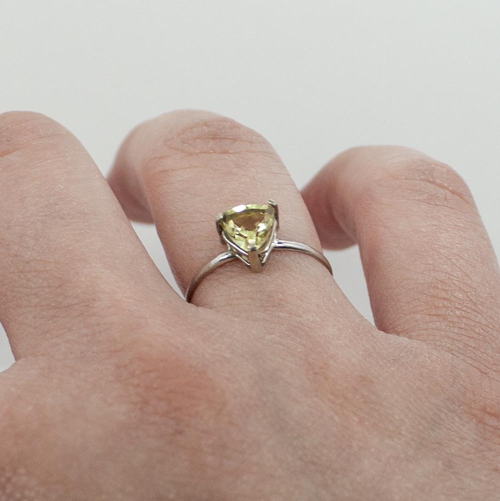 Lemon Topaz Trillion Solitaire Ring