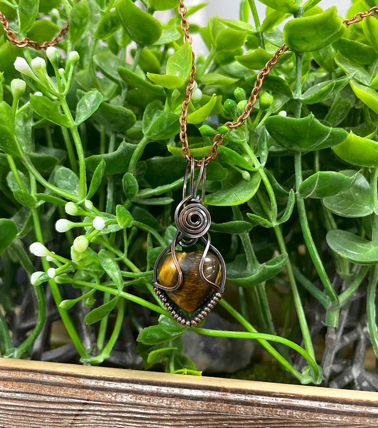 Small Tiger's Eye Gemstone Wire Wrapped Pendant