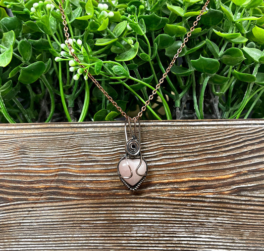 Pink Rose Quartz Wire Wrapped Pendant