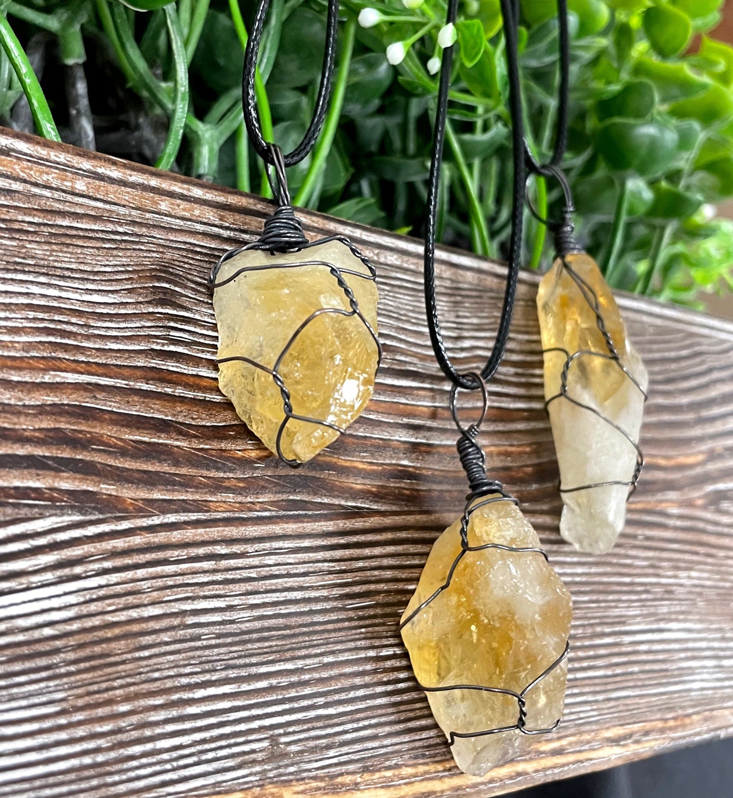 Wire Wrapped Rough Citrine Crystal Pendant