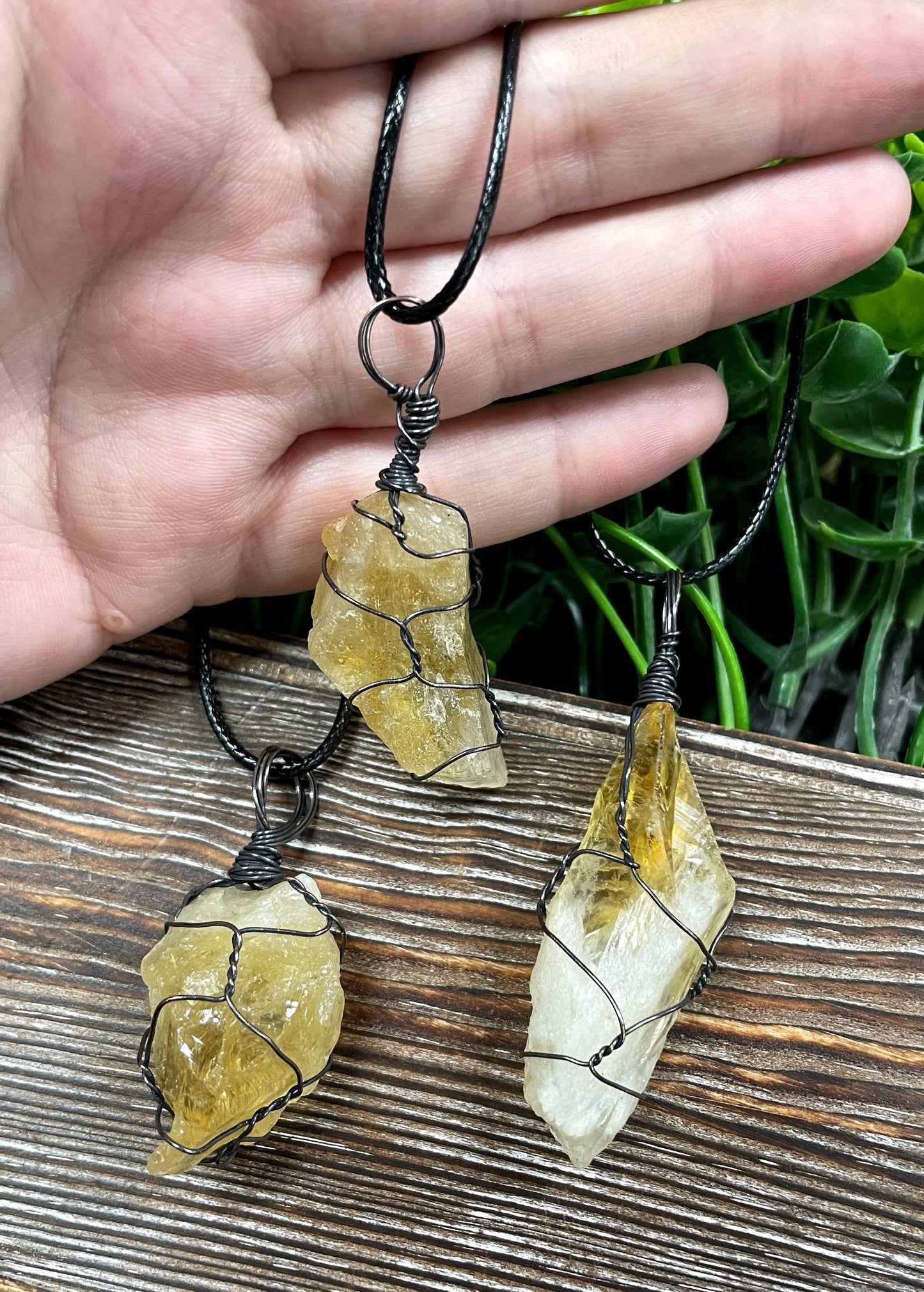 Wire Wrapped Rough Citrine Crystal Pendant