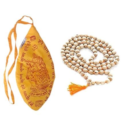 Natural Tulsi Beads Mala – 8MM with Traditional Gomukh Bag