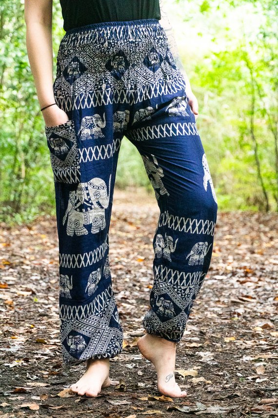 Blue Elephant Boho Pants