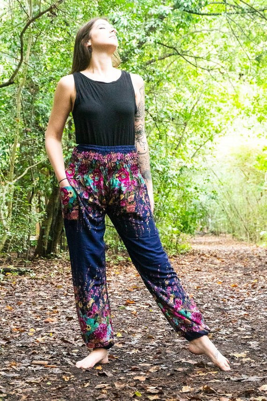 Blue Floral Harem Pants