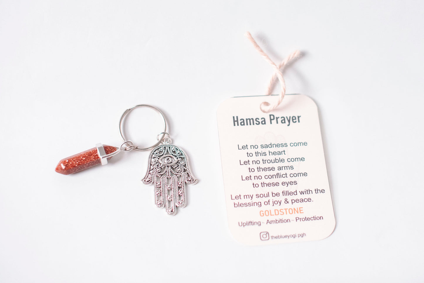 Hamsa & Goldstone Keychain