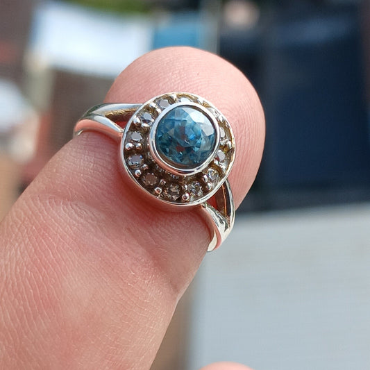 Natural Blue Zircon Ring