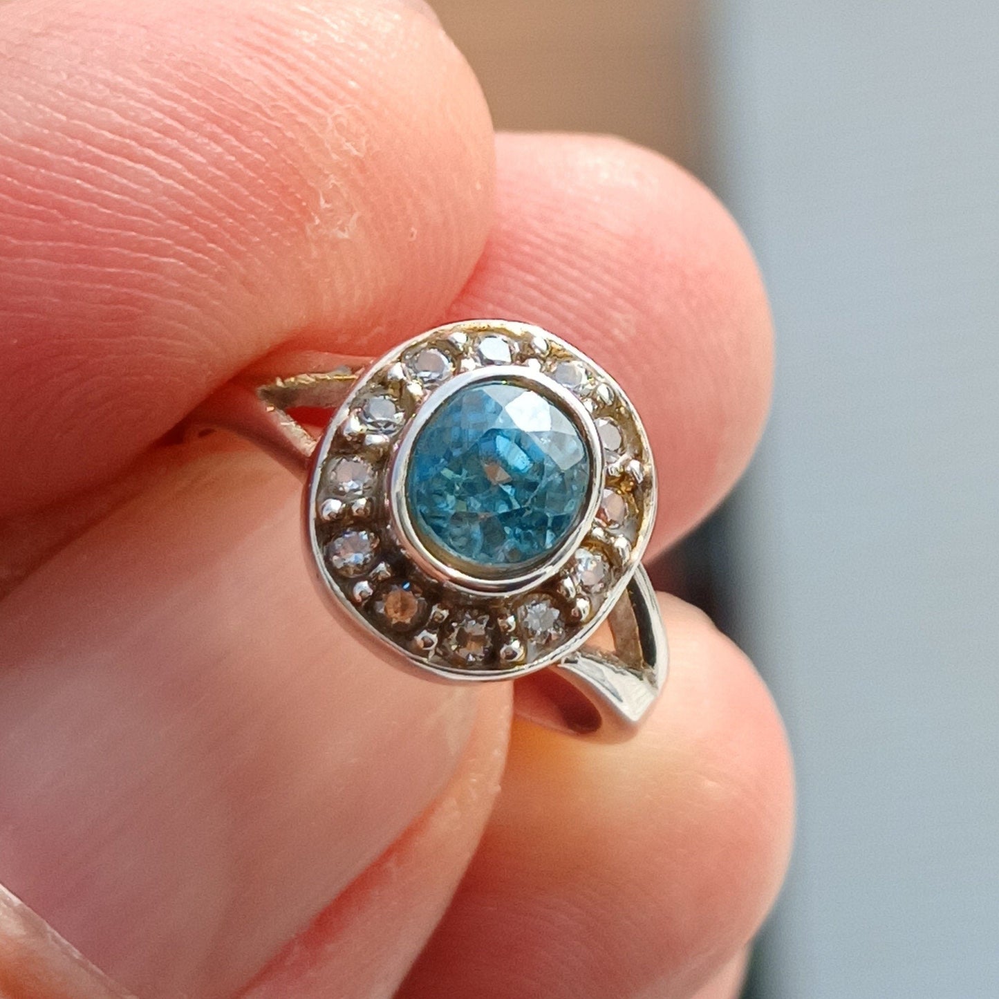 Natural Blue Zircon Ring