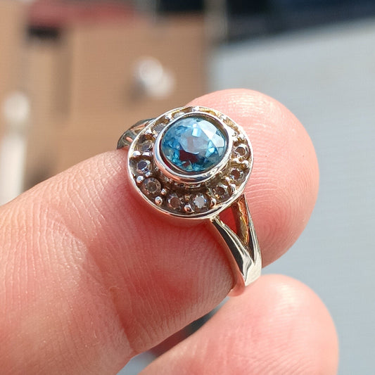 Natural Blue Zircon Ring