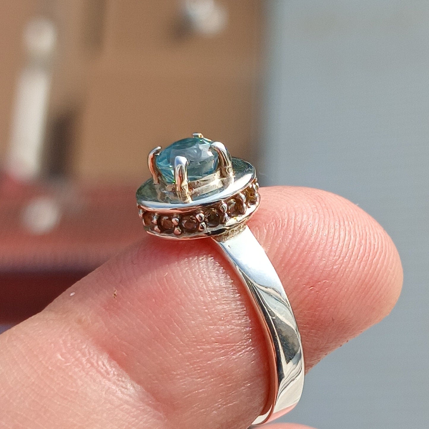 Solitaire Blue Zircon Ring