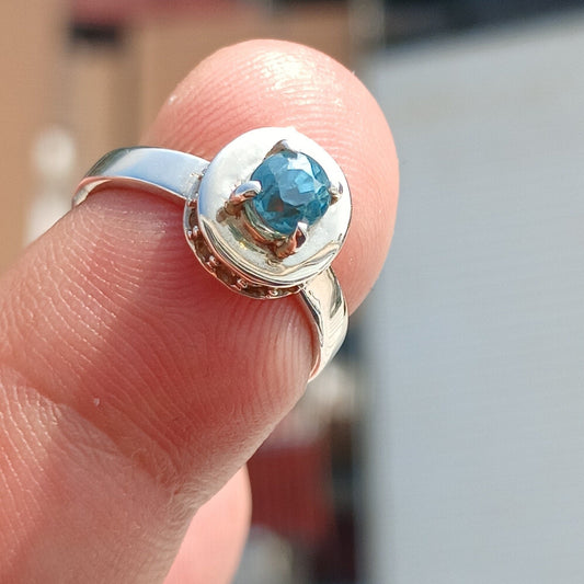 Solitaire Blue Zircon Ring