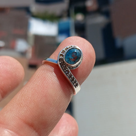 Oval Blue Zircon Ring