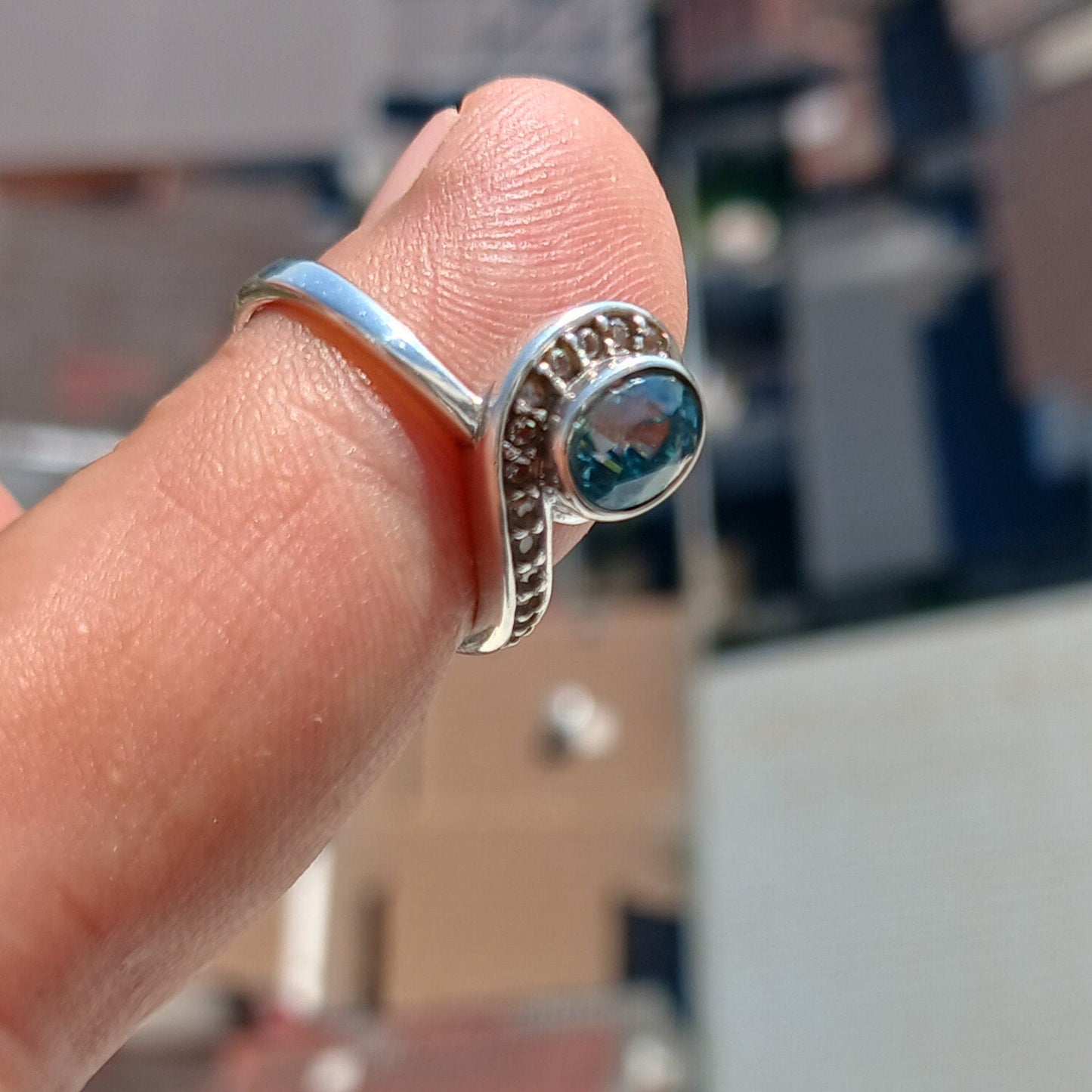 Oval Blue Zircon Ring