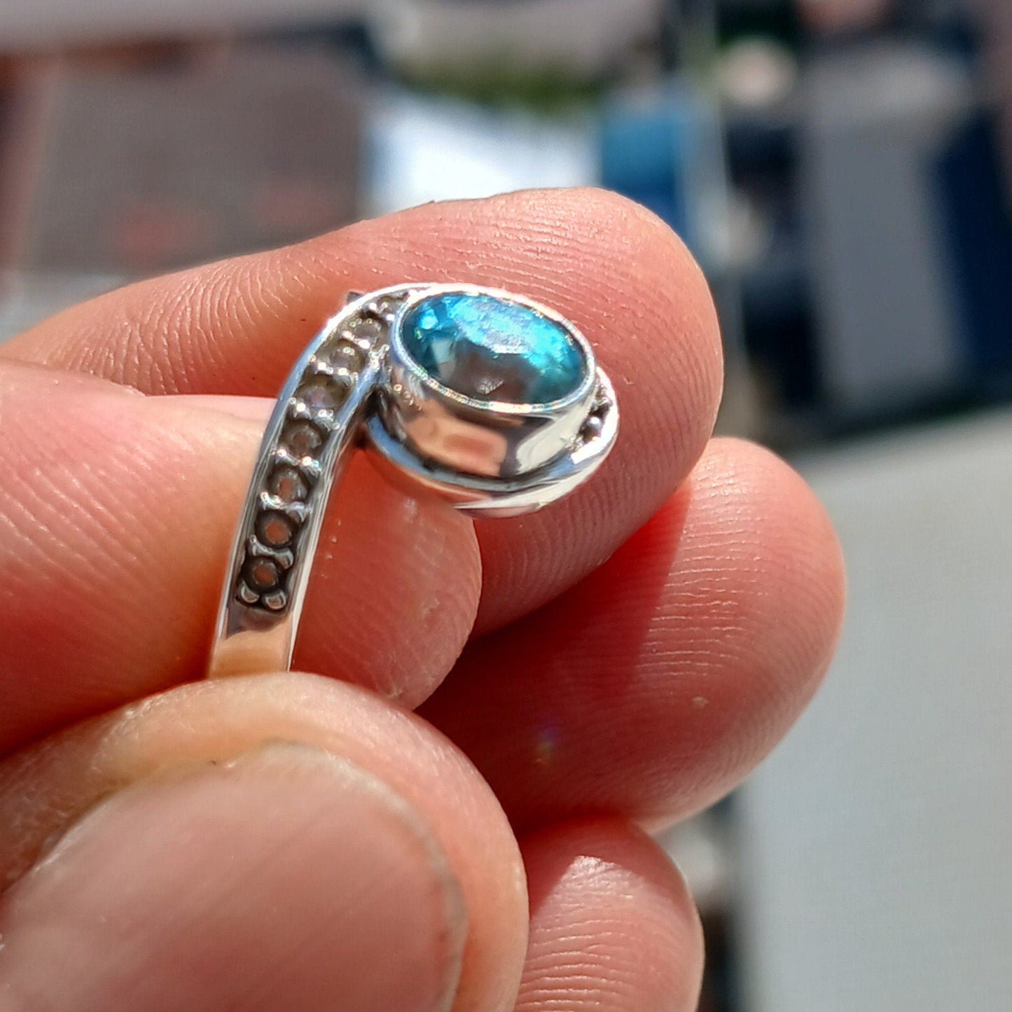 Oval Blue Zircon Ring