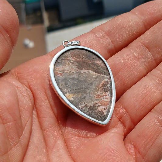 Jasper Pendant, Sterling Silver