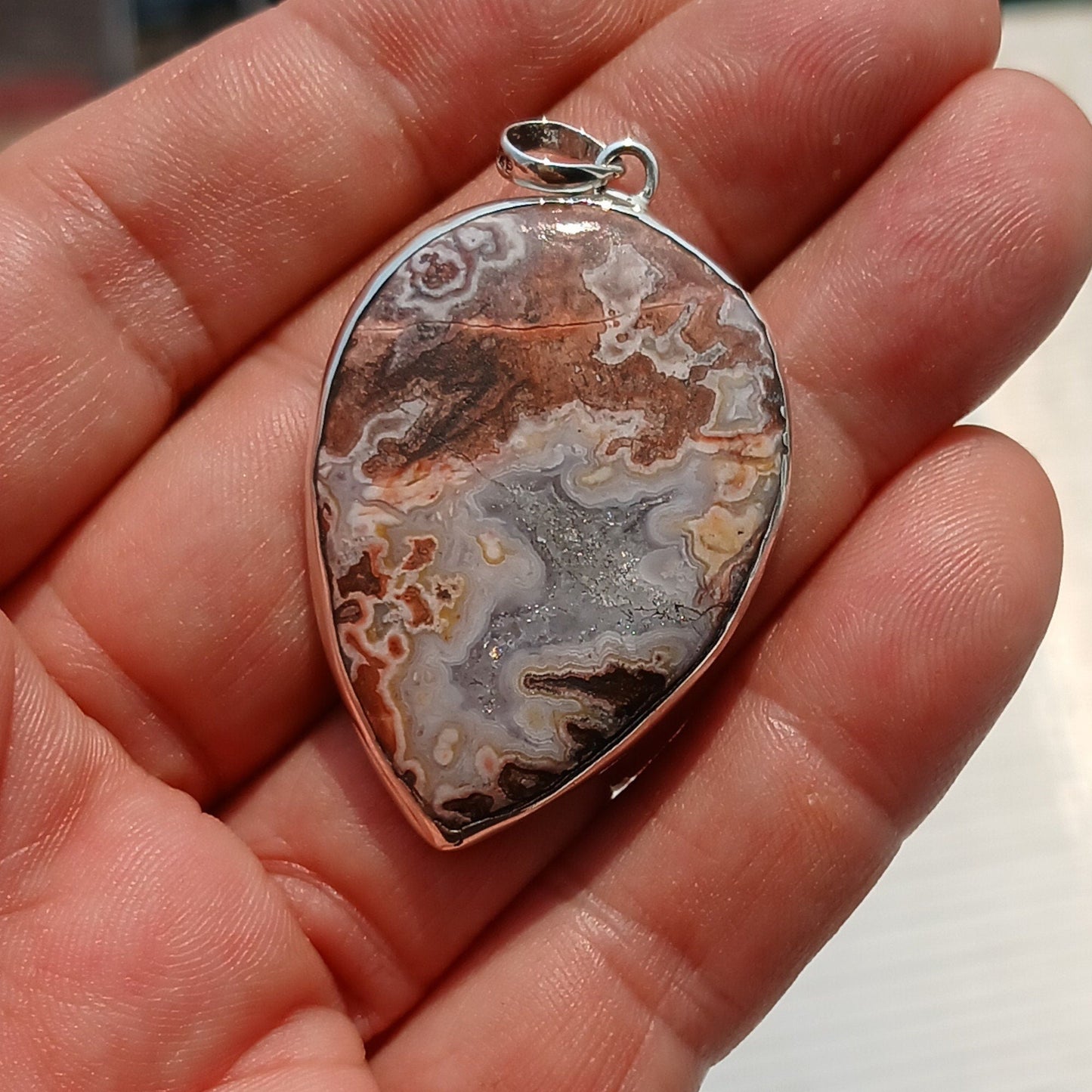 Jasper Pendant, Sterling Silver