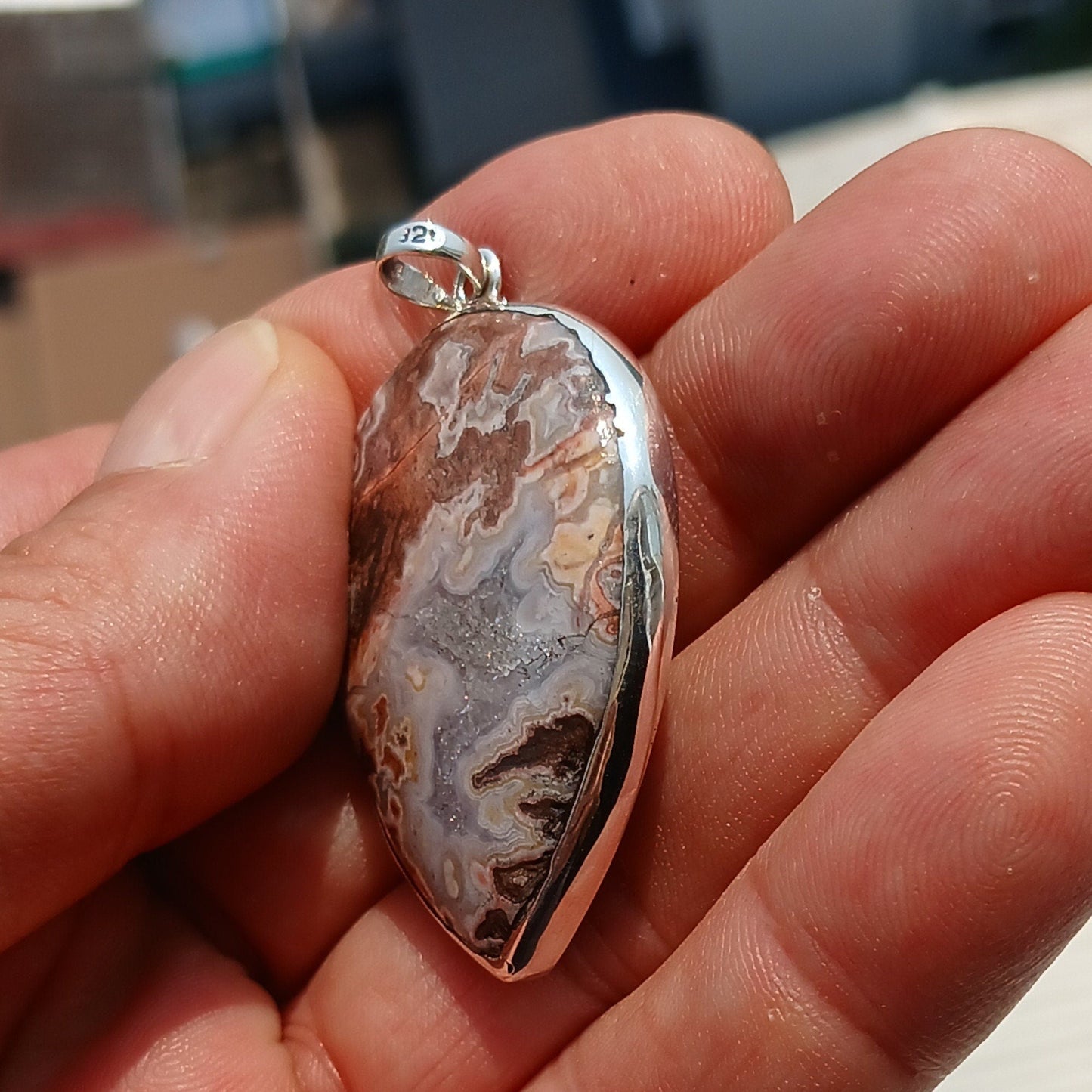 Jasper Pendant, Sterling Silver