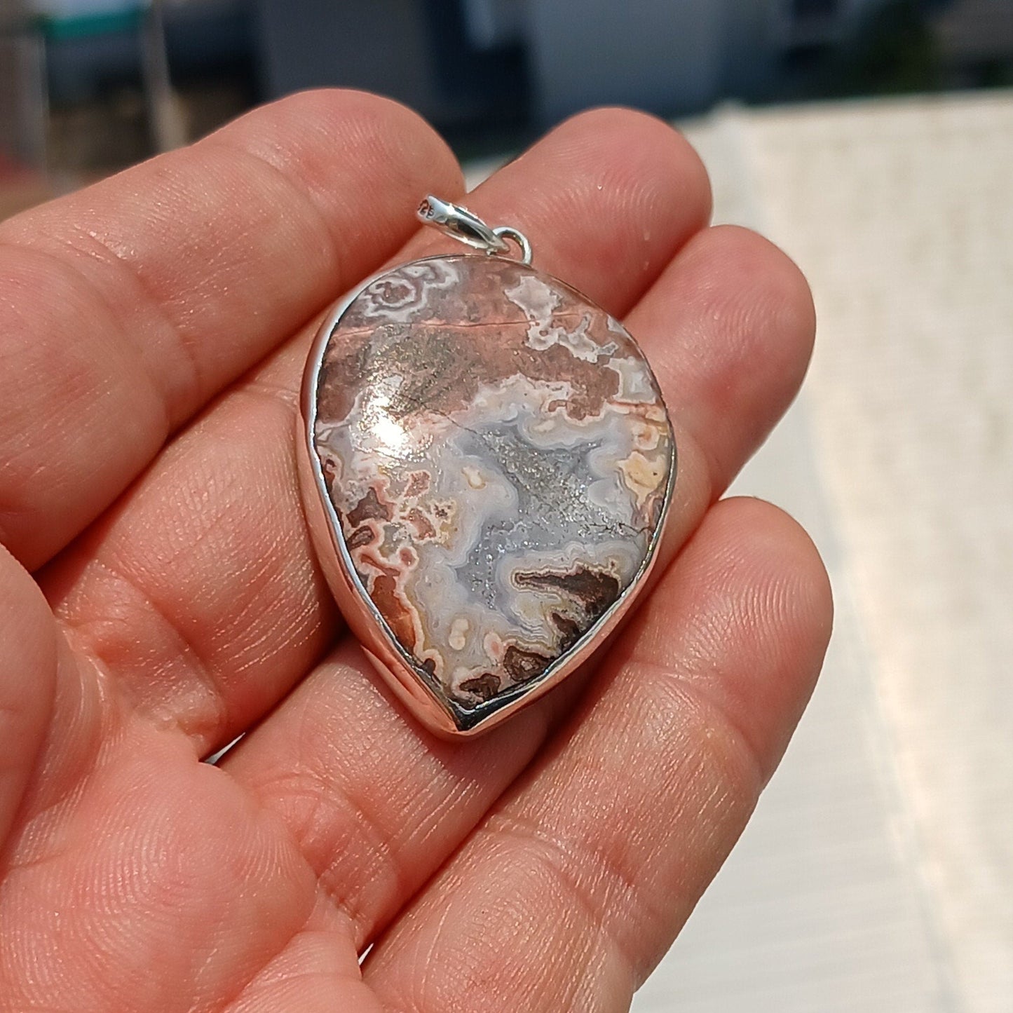 Jasper Pendant, Sterling Silver