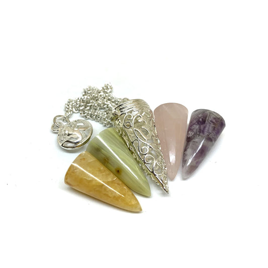 Natural Gemstone Pendulum Set of 4