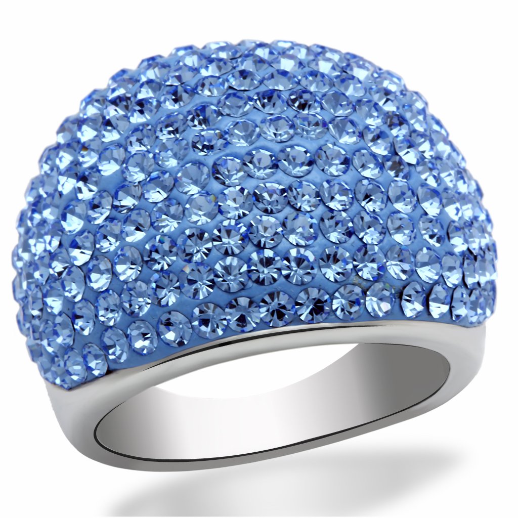 Rhodium Brass Ring with Light Sapphire