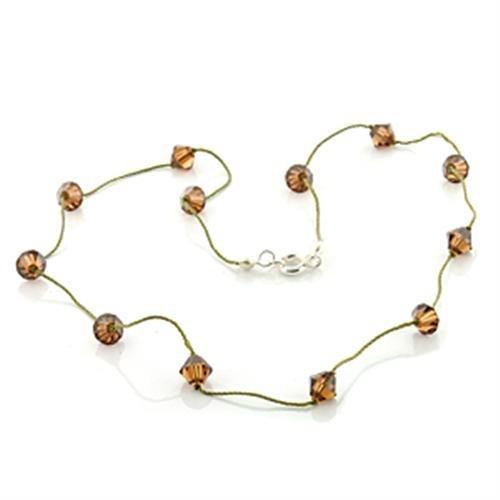 Brass Necklace with Top Grade Crystal  in Smoky Topaz