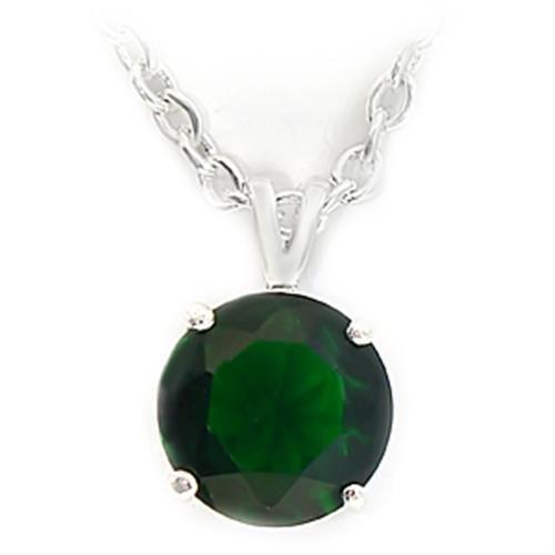 Silver Brass Chain Pendant with Synthetic Spinel in Emerald