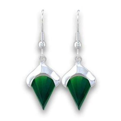 Sterling Silver Earrings with Synthetic Emerald