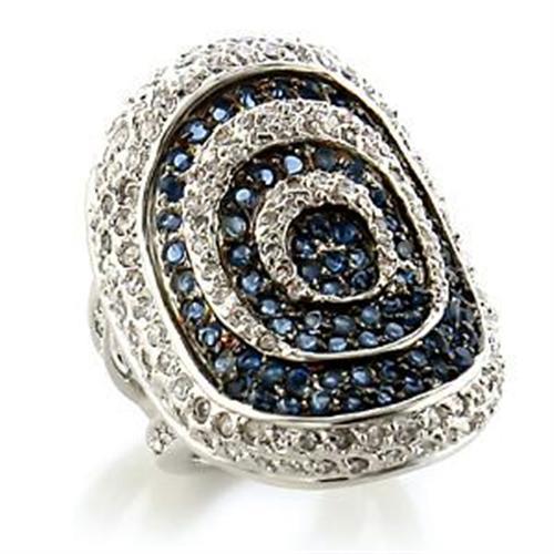 Rhodium & Ruthenium Brass Ring with Synthetic Spinel