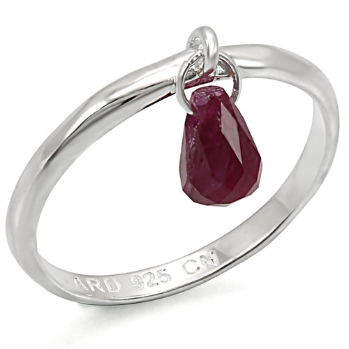 925 Sterling Silver Ring with Genuine Ruby Stone