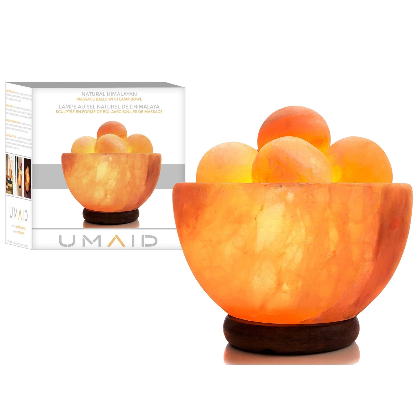 Natural Himalayan Rock Salt Lamp - Bowl with 6 Heated Salt Balls