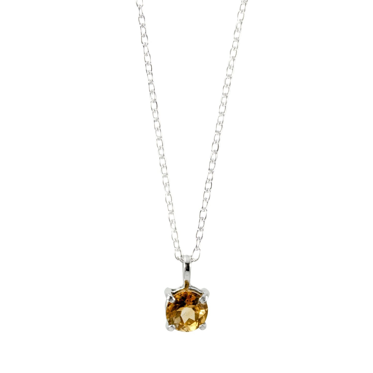 Citrine Basket Sterling Silver Necklace