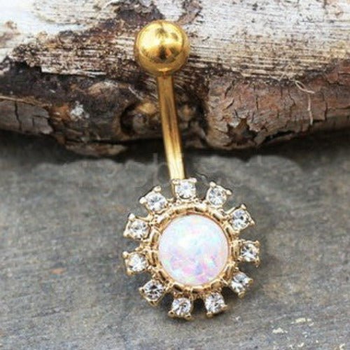 Dazzling Sun with Synthetic Opal Navel Ring