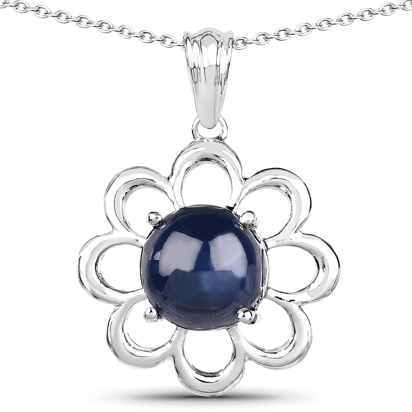 Solitaire Blue Sapphire Pendant Necklace