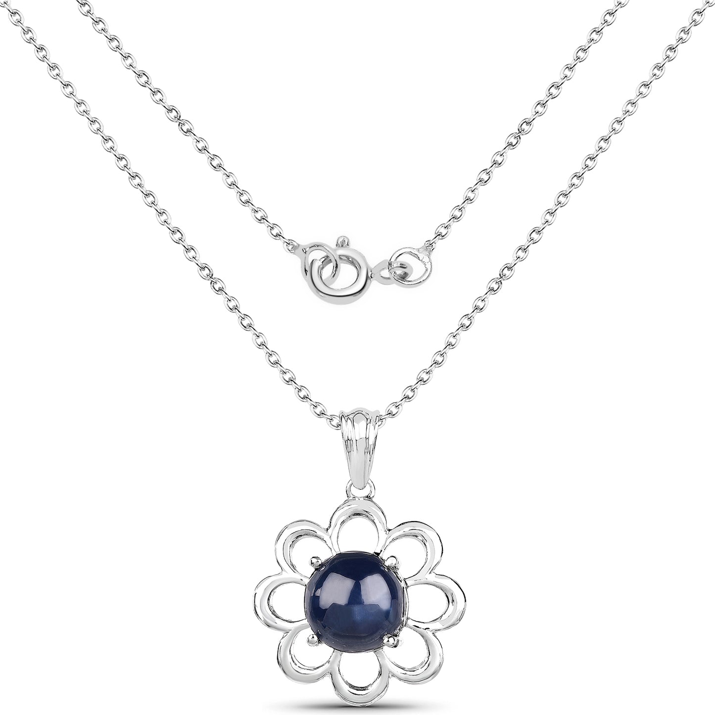 Solitaire Blue Sapphire Pendant Necklace