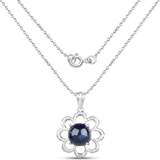 Solitaire Blue Sapphire Pendant Necklace