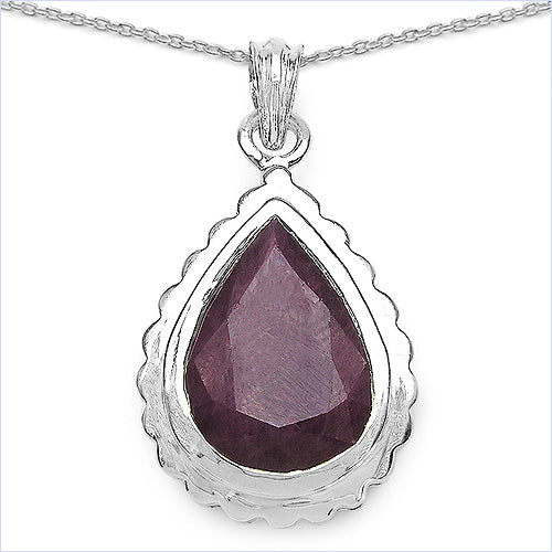 14.10 Carat Genuine Ruby .925 Sterling Silver Pendant