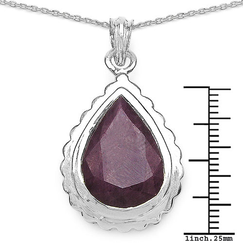 14.10 Carat Genuine Ruby .925 Sterling Silver Pendant