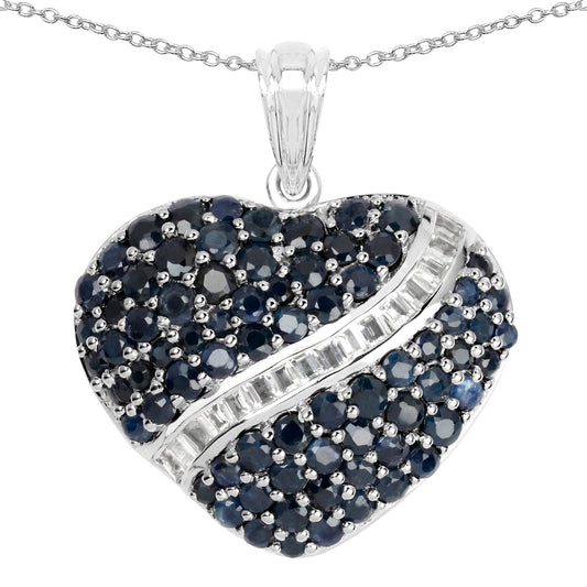 4.60 Carat Blue Sapphire and White Topaz Necklace