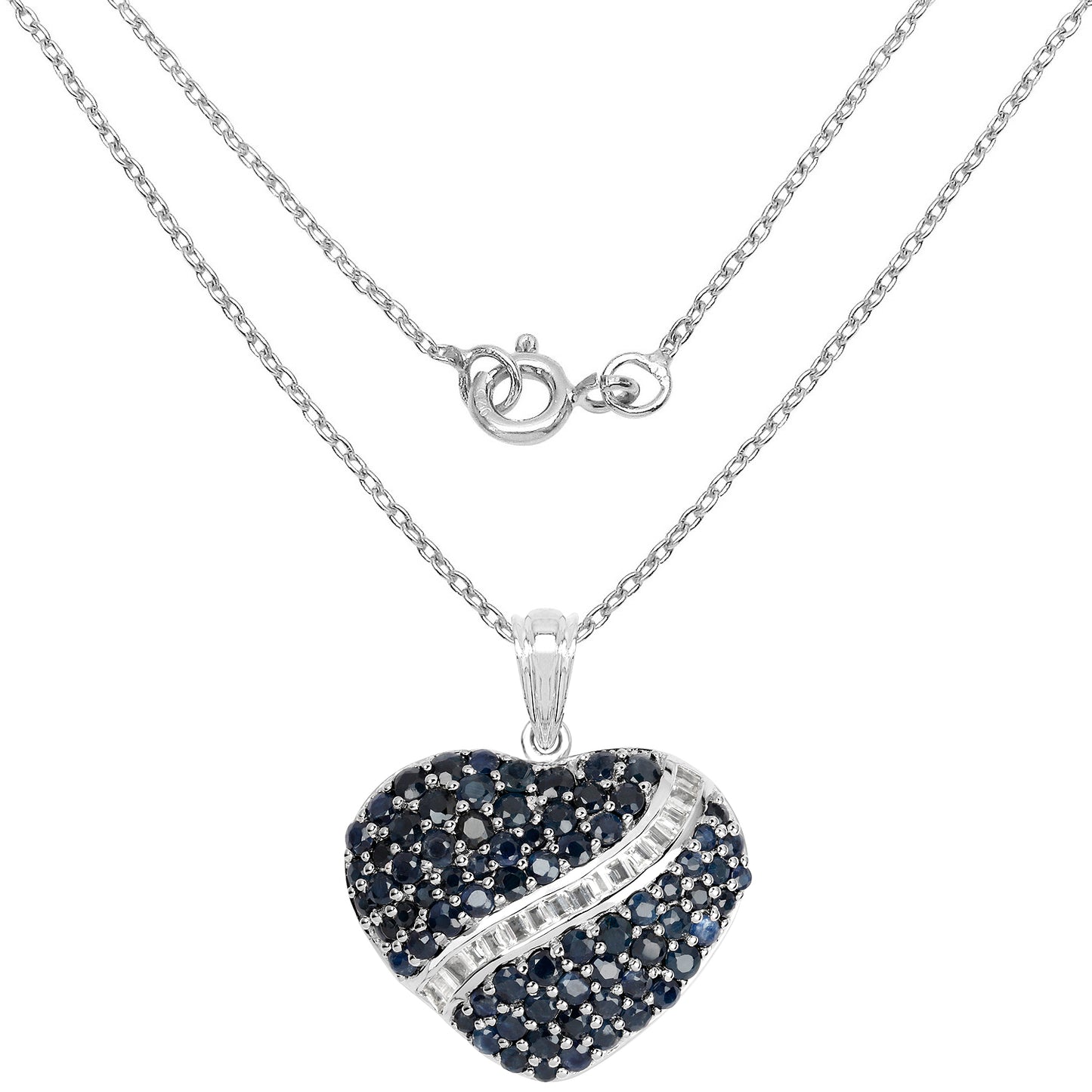 4.60 Carat Blue Sapphire and White Topaz Necklace