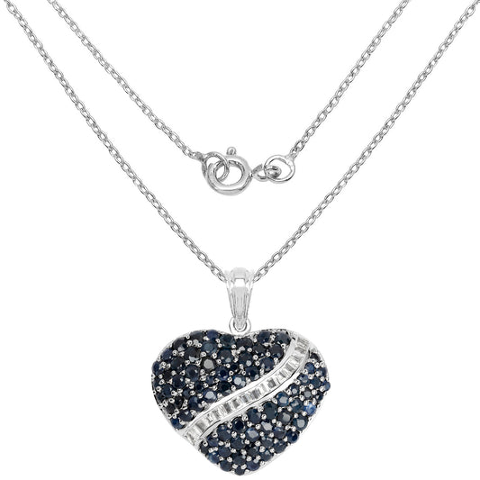 4.60 Carat Blue Sapphire and White Topaz Necklace