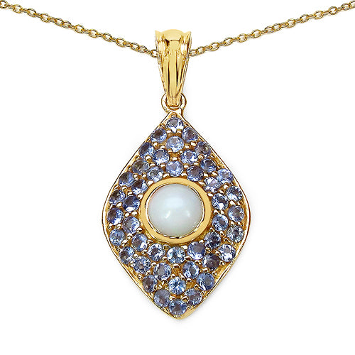 1.82 Carat Ethiopian Opal & Tanzanite Necklace