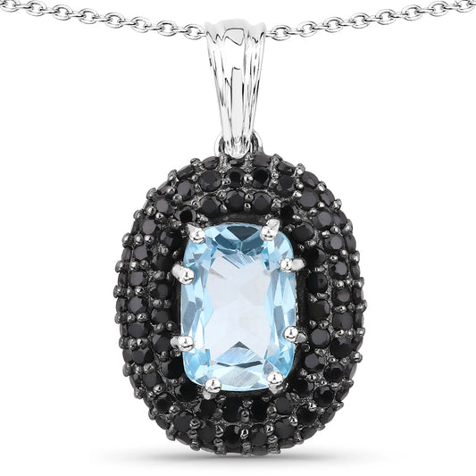 Blue Topaz and Black Spinel Necklace