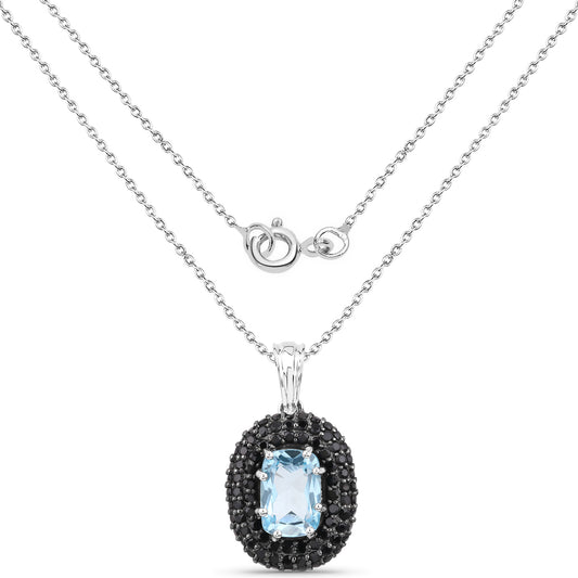 Blue Topaz and Black Spinel Necklace