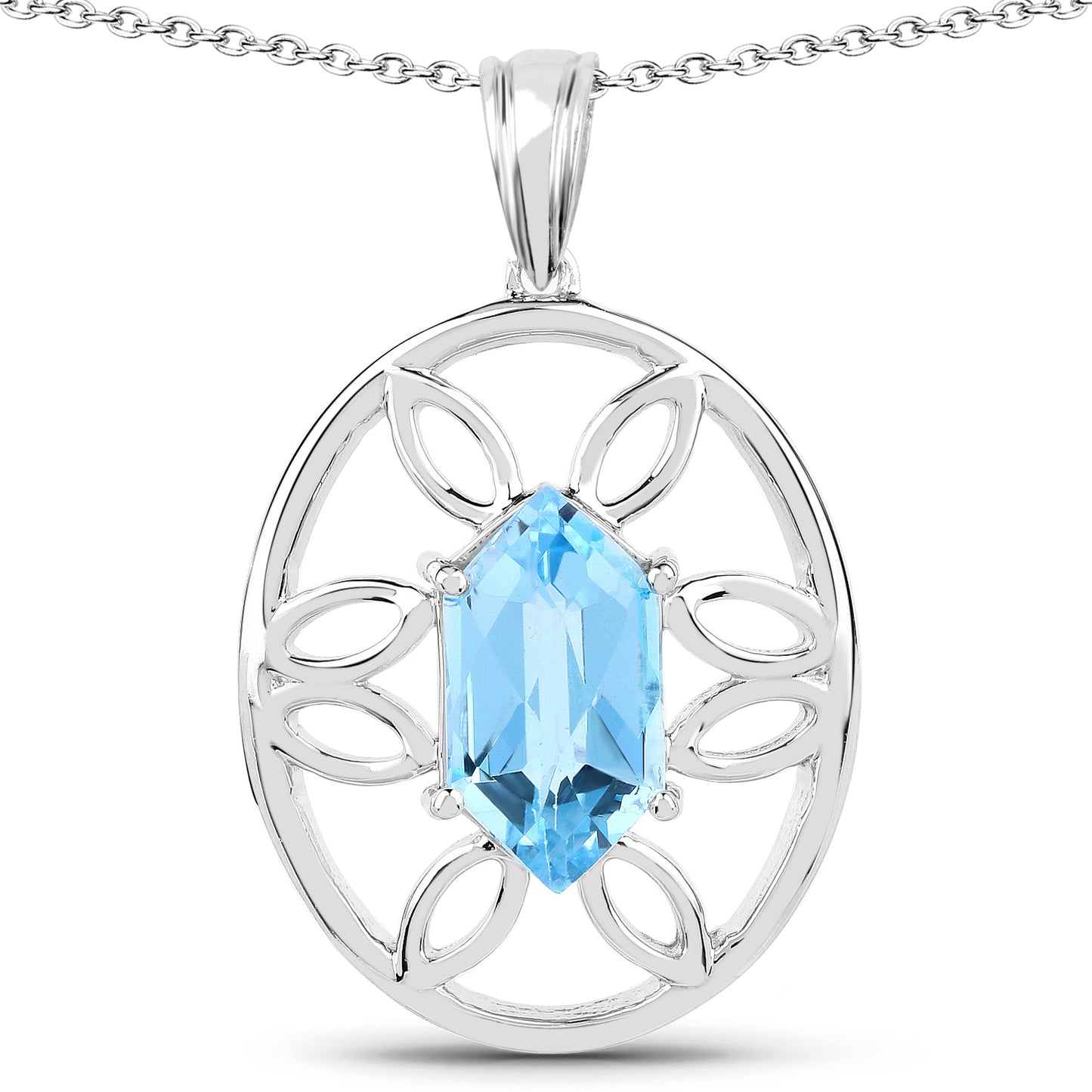 6.17 Carat Genuine Swiss Blue Topaz Necklace