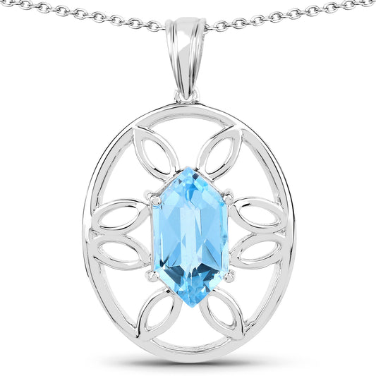 6.17 Carat Genuine Swiss Blue Topaz Necklace