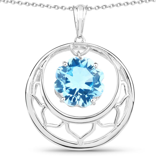 8.75 Carat Genuine Swiss Blue Topaz Necklace