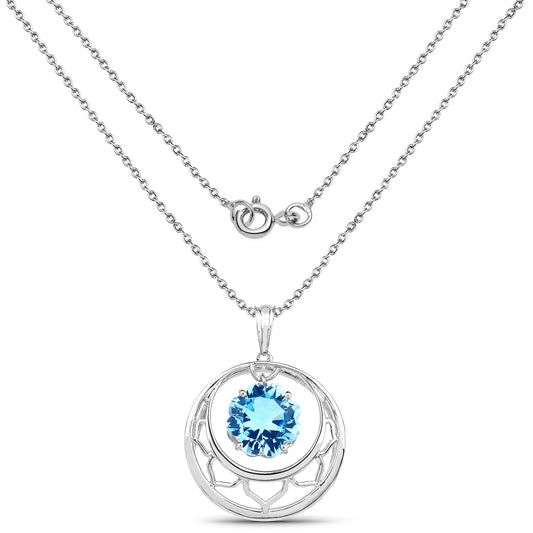 8.75 Carat Genuine Swiss Blue Topaz Necklace