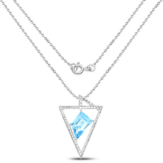 5.00 Carat Genuine Swiss Blue Topaz Pendant