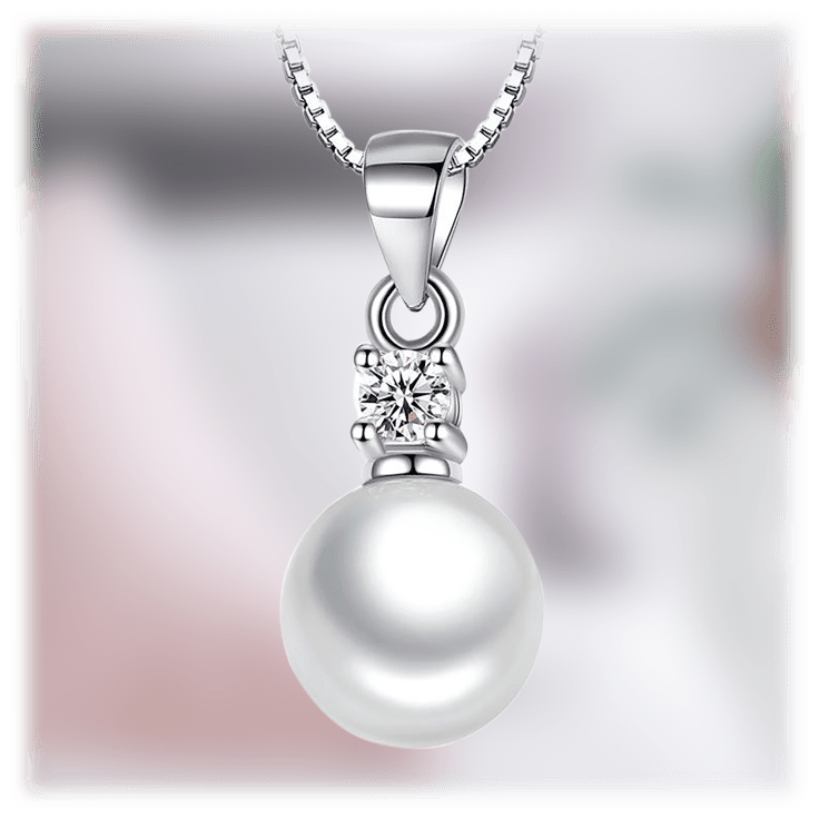 Pearl Pendant Necklace with Cubic Zirconia Accent Stone