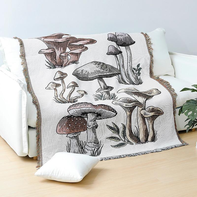 Bohemian Magic Mushroom Throw Blanket