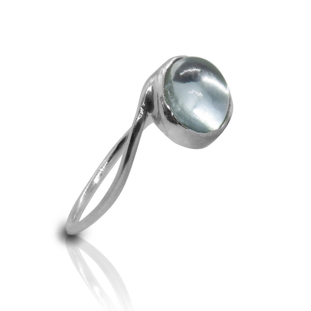 Aquamarine Oval Twist Sterling Silver Ring